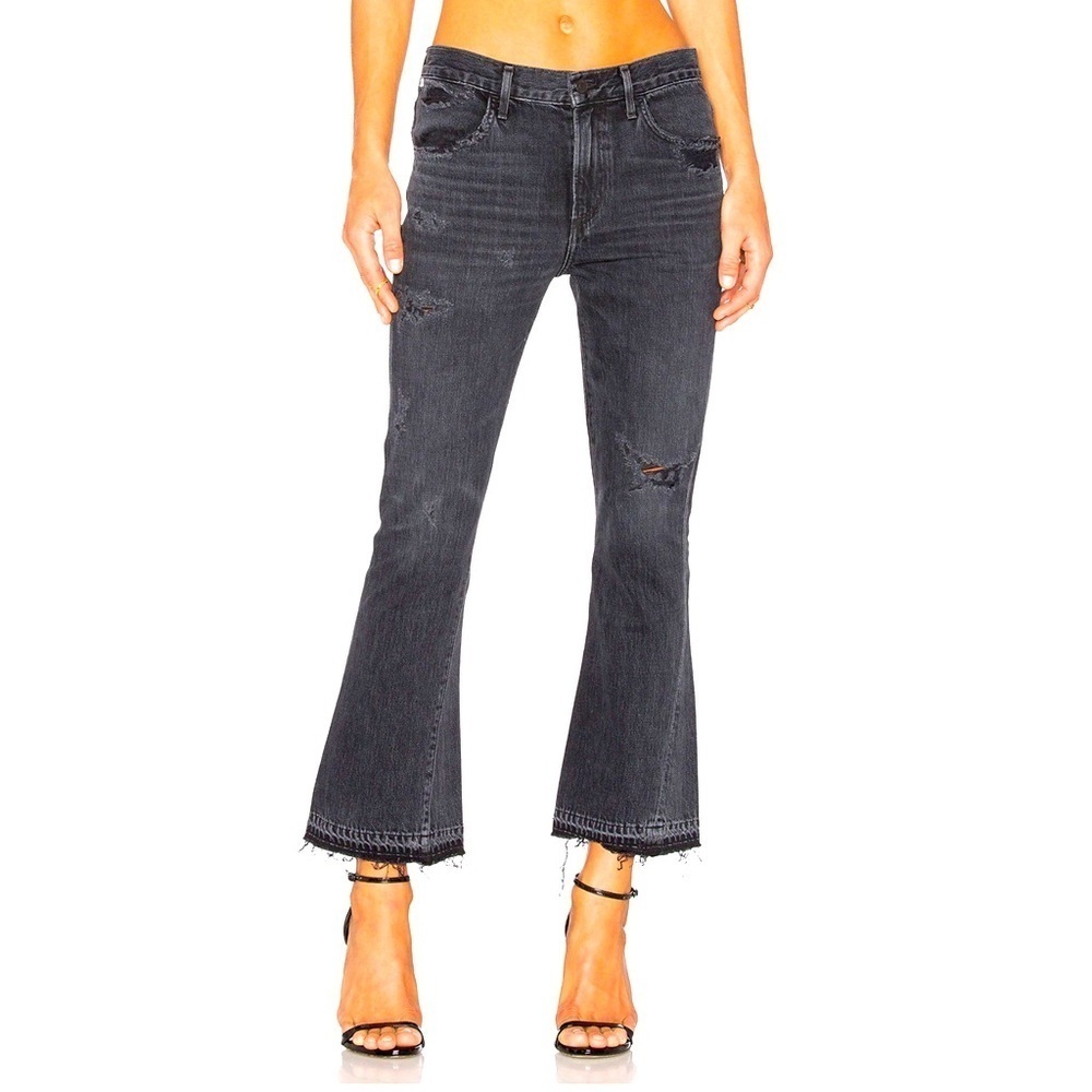 Citizens Of Humanity Sasha Twist Crop Flare Low Slung Sz 27 Black Hawk Wide Leg